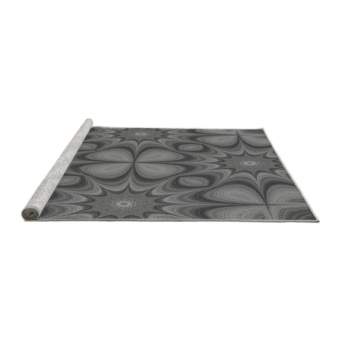 Sideview of Machine Washable Transitional Gunmetal Gray Rug, wshpat3444gry