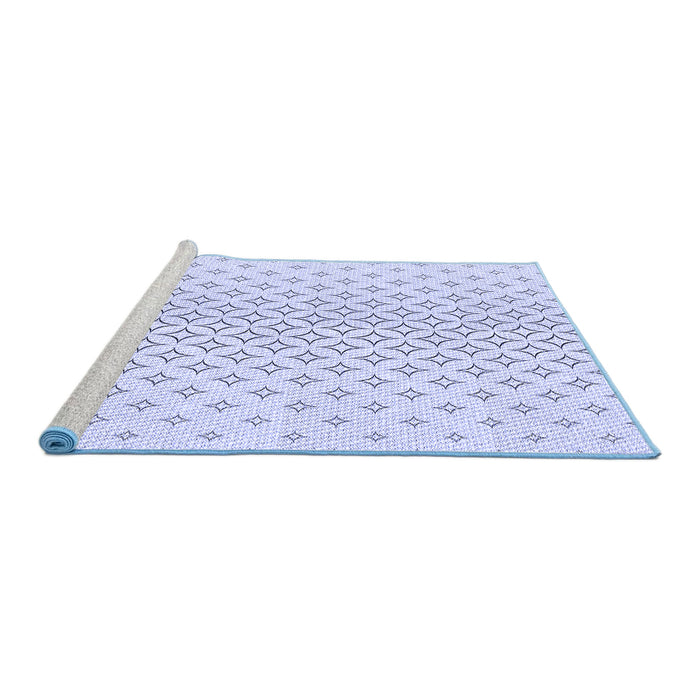Sideview of Machine Washable Transitional Lavender Blue Rug, wshpat3446blu