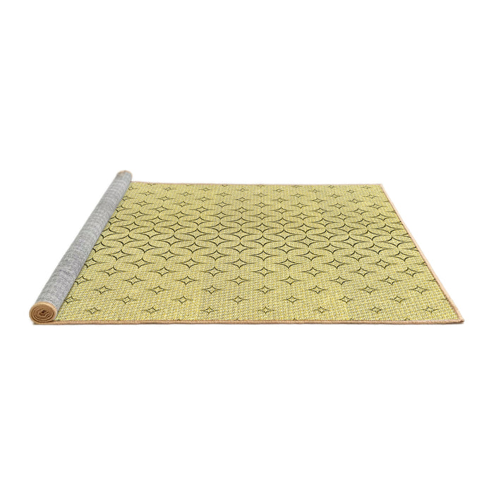 Sideview of Machine Washable Transitional Yellow Rug, wshpat3446yw