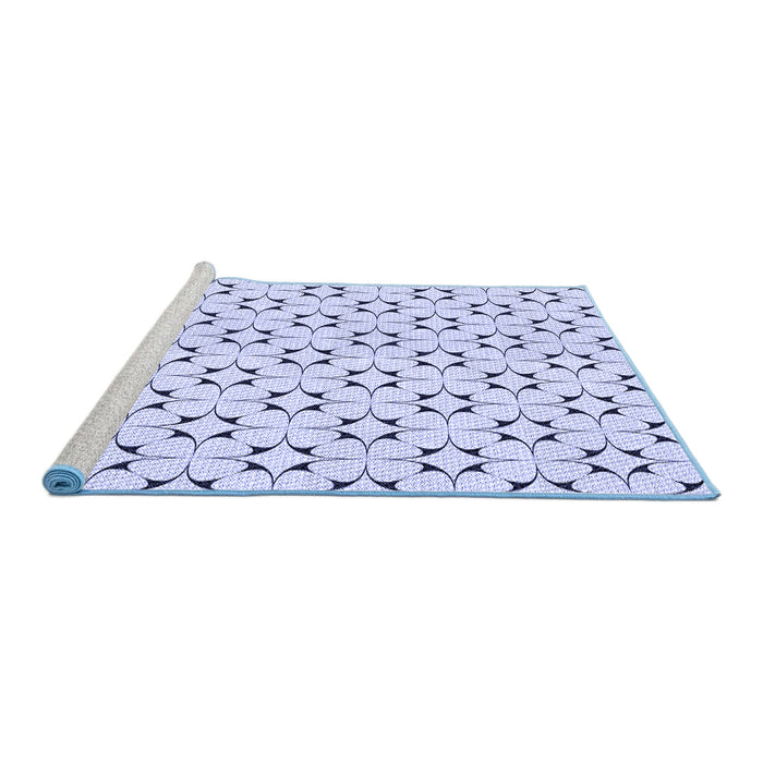 Sideview of Machine Washable Transitional Lavender Blue Rug, wshpat3450blu