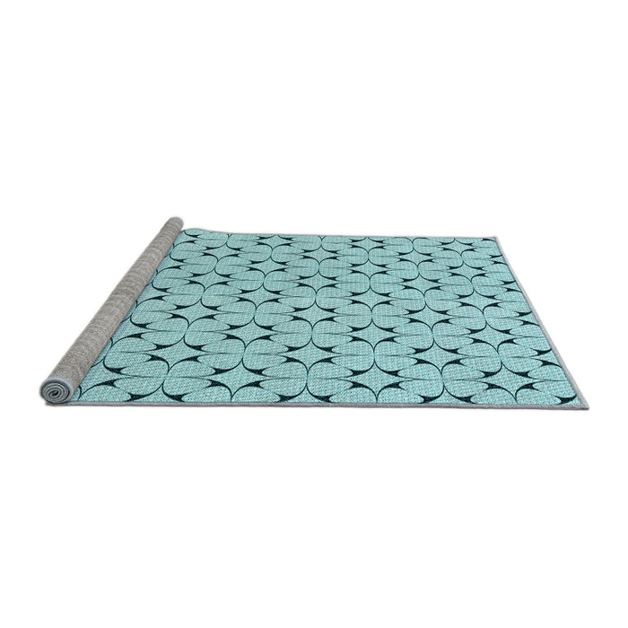 Sideview of Machine Washable Transitional Electric Blue Rug, wshpat3450lblu
