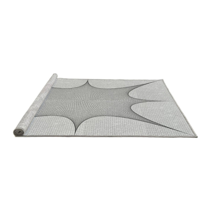 Sideview of Machine Washable Transitional Platinum Gray Rug, wshpat3451gry