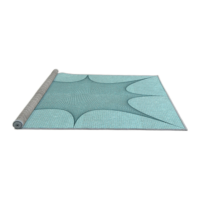 Sideview of Machine Washable Transitional Electric Blue Rug, wshpat3451lblu