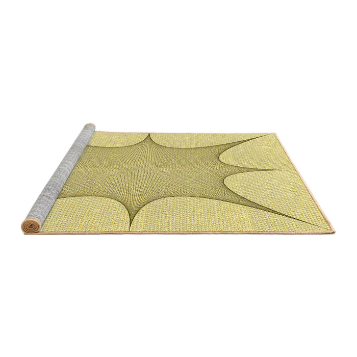 Sideview of Machine Washable Transitional Sun Yellow Rug, wshpat3451yw