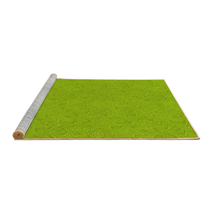 Sideview of Machine Washable Transitional Green Rug, wshpat3454yw