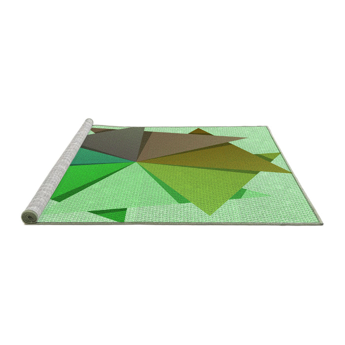 Sideview of Machine Washable Transitional Green Rug, wshpat3458grn