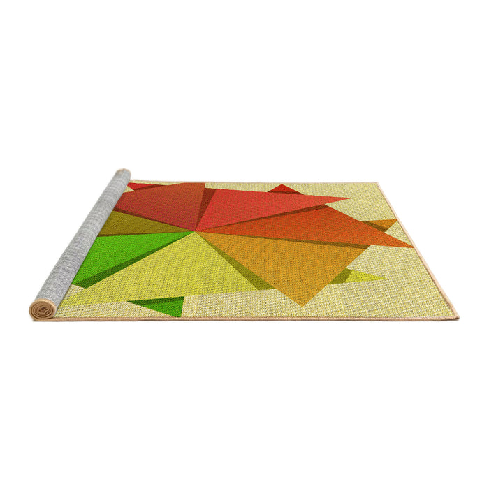 Sideview of Machine Washable Transitional Green Rug, wshpat3458yw
