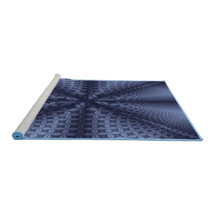 Sideview of Machine Washable Transitional Night Blue Rug, wshpat346blu