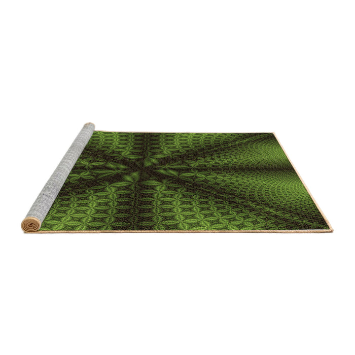 Sideview of Machine Washable Transitional Dark Forest Green Rug, wshpat346brn