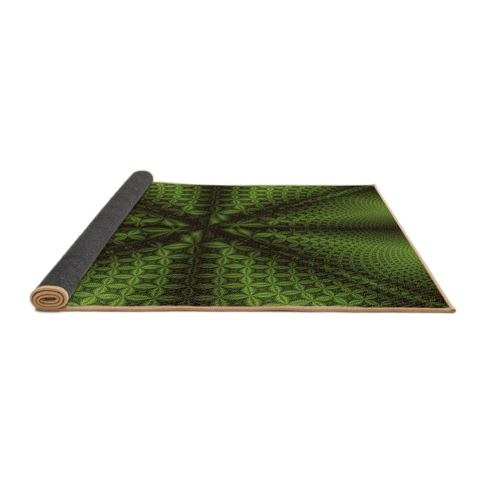 Thickness of Patterned Dark Forest Green Rug, pat346brn