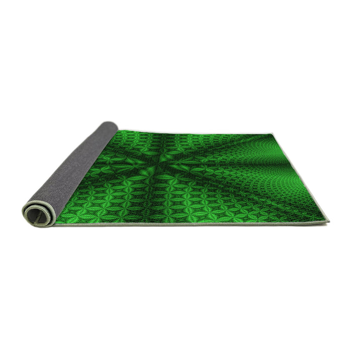 Thickness of Patterned Deep Emerald Green Rug, pat346grn