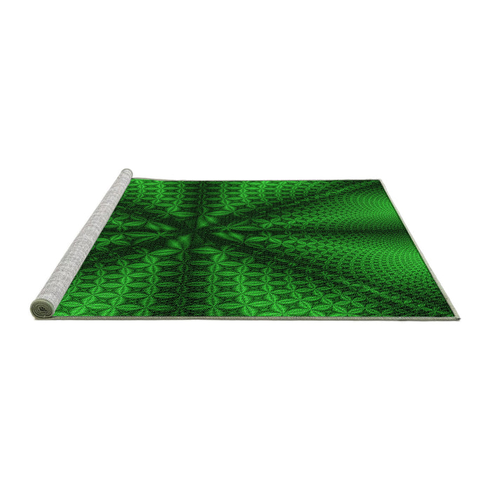 Sideview of Machine Washable Transitional Deep Emerald Green Rug, wshpat346grn