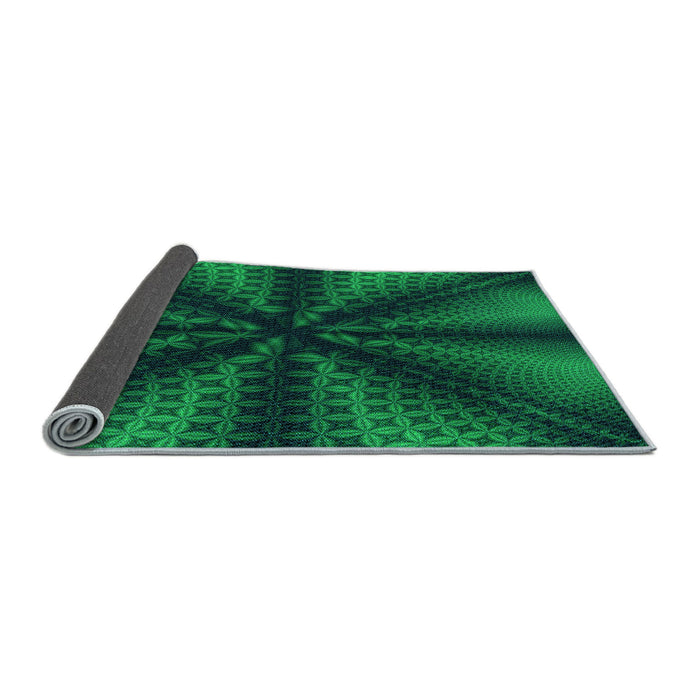 Thickness of Patterned Deep Teal Green Rug, pat346lblu