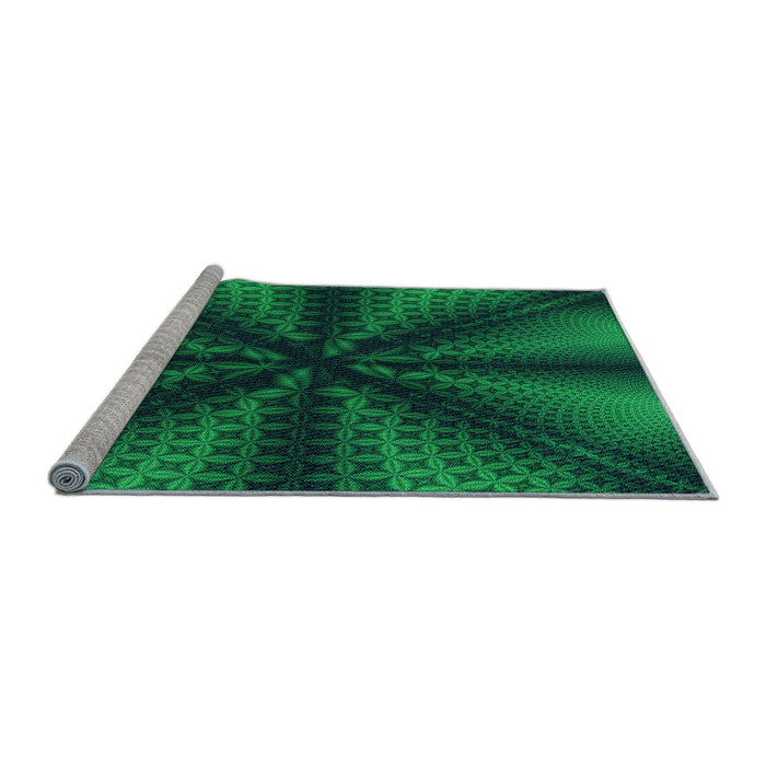 Sideview of Machine Washable Transitional Deep Teal Green Rug, wshpat346lblu