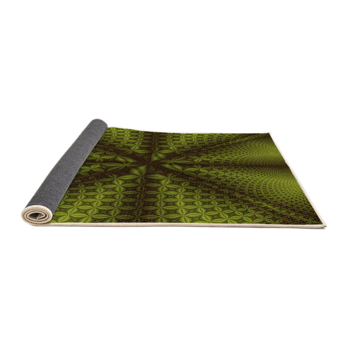 Thickness of Patterned Olive Green Rug, pat346org