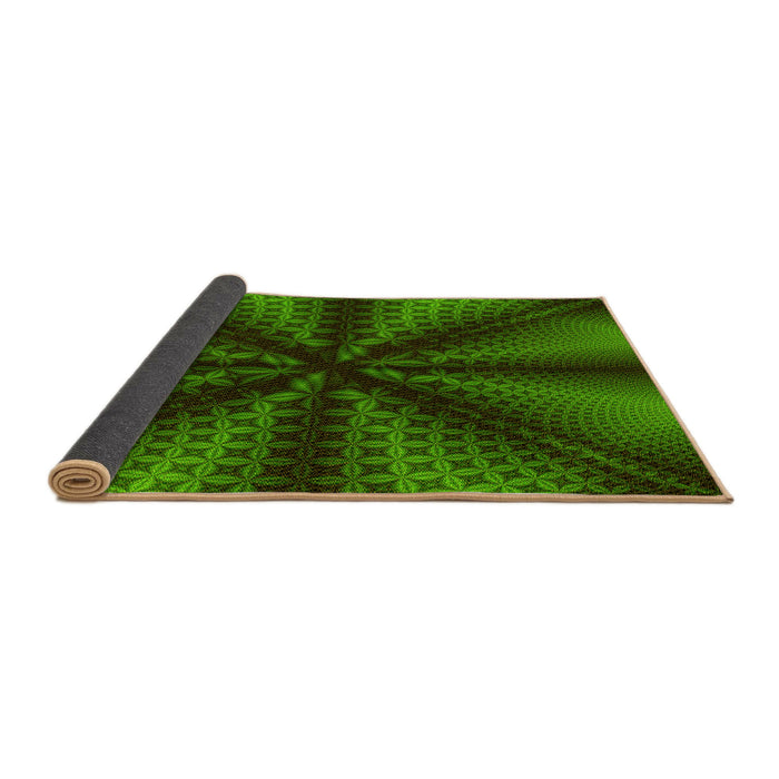 Thickness of Patterned Dark Lime Green Rug, pat346yw