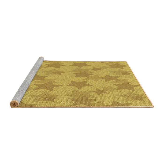 Sideview of Machine Washable Transitional Cinnamon Brown Rug, wshpat3460brn