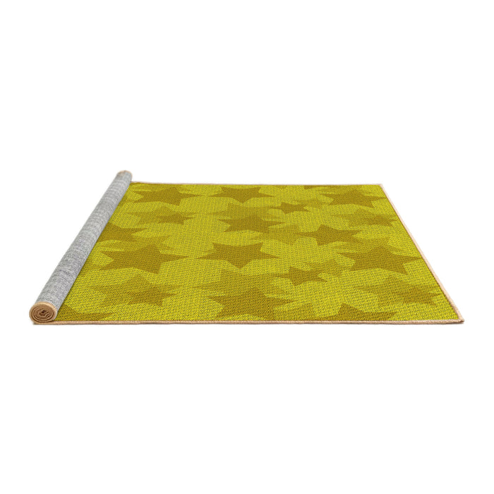 Sideview of Machine Washable Transitional Golden Yellow Rug, wshpat3460yw