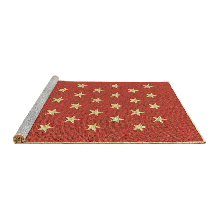 Sideview of Machine Washable Transitional Orange Red Orange Rug, wshpat3461brn