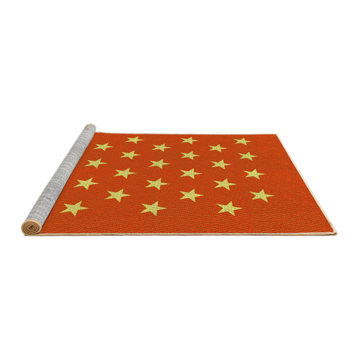 Sideview of Machine Washable Transitional Orange Red Orange Rug, wshpat3461yw