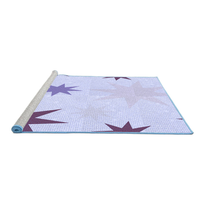 Sideview of Machine Washable Transitional Lavender Blue Rug, wshpat3462blu