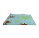 Sideview of Machine Washable Transitional Light Aquamarine Green Rug, wshpat3462lblu