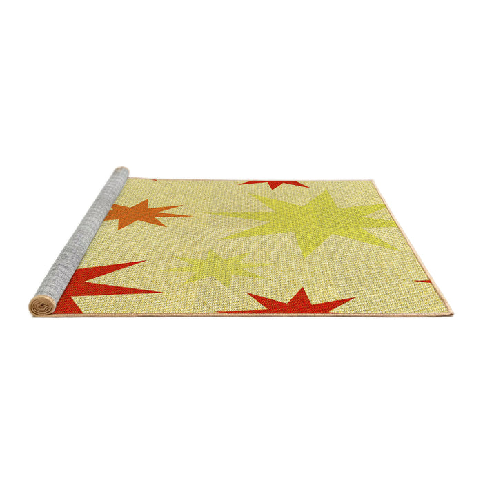 Sideview of Machine Washable Transitional Yellow Rug, wshpat3462yw
