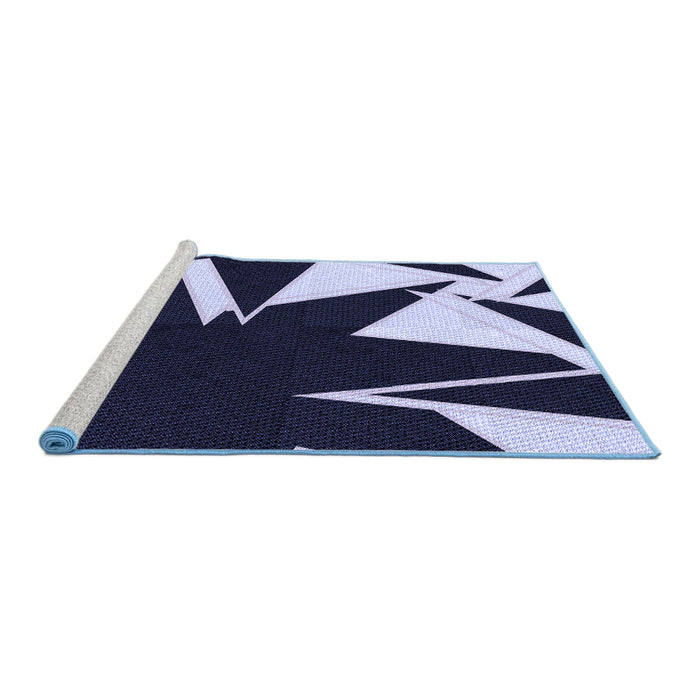 Sideview of Machine Washable Transitional Night Blue Rug, wshpat3463blu