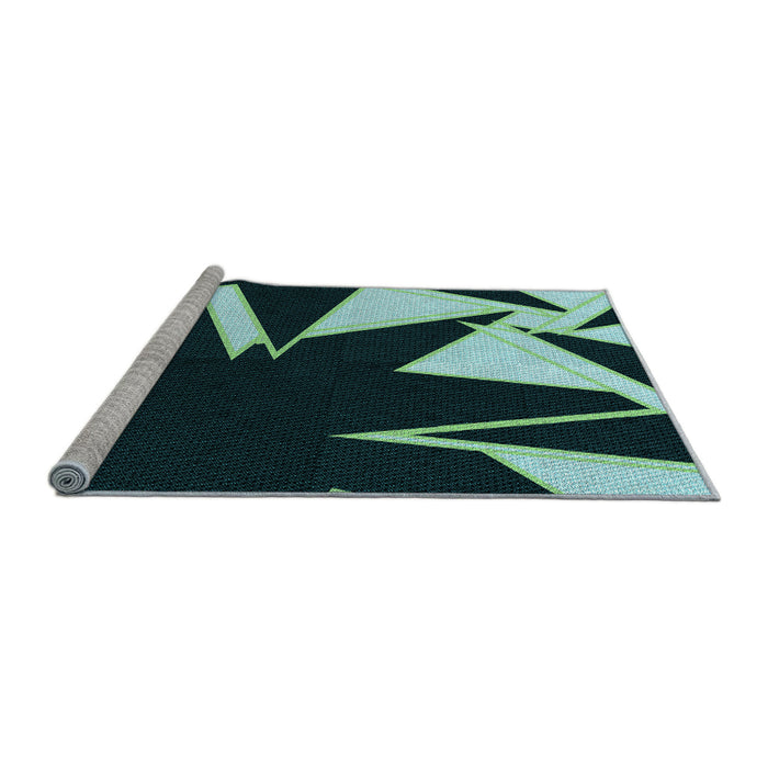 Sideview of Machine Washable Transitional Deep Teal Green Rug, wshpat3463lblu