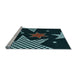 Sideview of Machine Washable Transitional Deep-Sea Green Rug, wshpat3464lblu