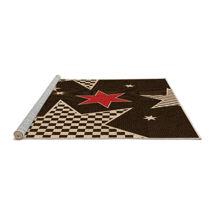 Sideview of Machine Washable Transitional Black Brown Rug, wshpat3464org