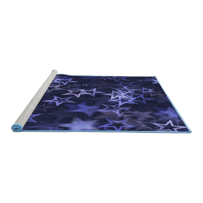 Sideview of Machine Washable Transitional Deep Periwinkle Purple Rug, wshpat3465blu