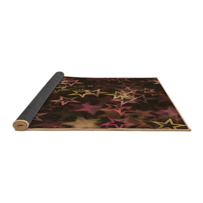 Thickness of Patterned Black Brown Rug, pat3465brn