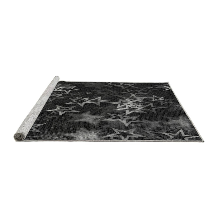 Sideview of Machine Washable Transitional Carbon Gray Rug, wshpat3465gry