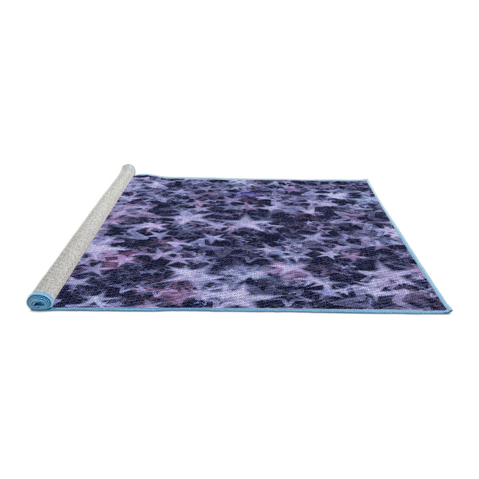 Sideview of Machine Washable Transitional Medium Slate Blue Rug, wshpat3466blu