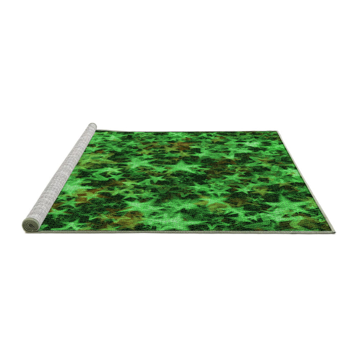 Sideview of Machine Washable Transitional Deep Emerald Green Rug, wshpat3466grn