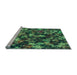 Sideview of Machine Washable Transitional Dark Forest Green Rug, wshpat3466lblu