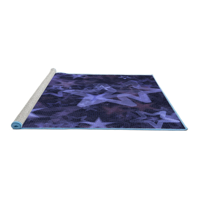 Sideview of Machine Washable Transitional Night Blue Rug, wshpat3467blu