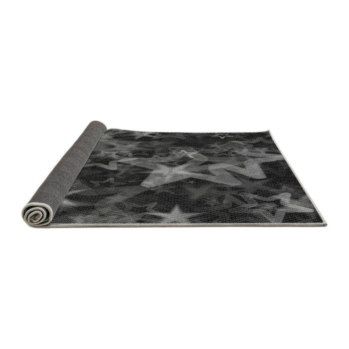 Thickness of Patterned Charcoal Black Rug, pat3467gry