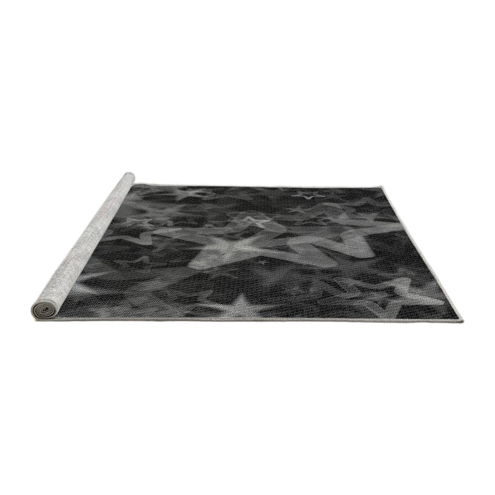 Sideview of Machine Washable Transitional Charcoal Black Rug, wshpat3467gry