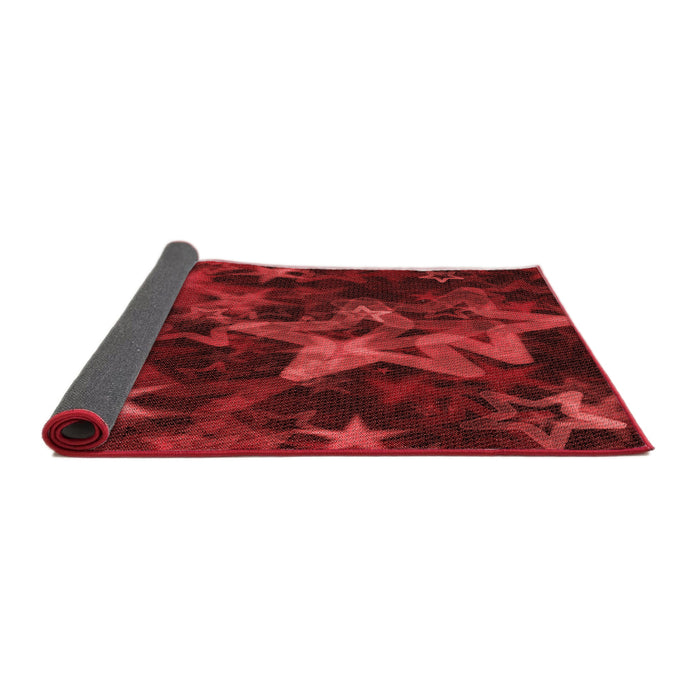 Thickness of Patterned Cranberry Red Rug, pat3467rd