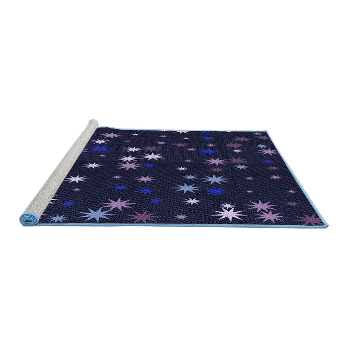 Sideview of Machine Washable Transitional Black Rug, wshpat3468blu