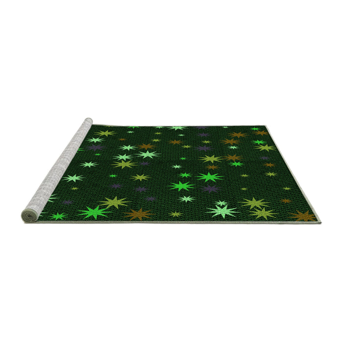 Sideview of Machine Washable Transitional Deep Emerald Green Rug, wshpat3468grn