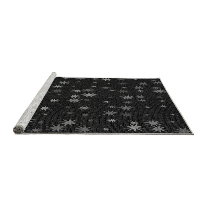 Sideview of Machine Washable Transitional Black Rug, wshpat3468gry