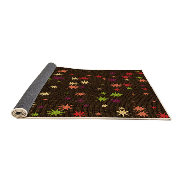 Thickness of Patterned Black Brown Rug, pat3468org