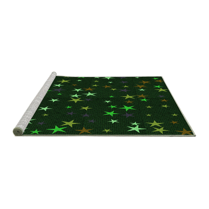 Sideview of Machine Washable Transitional Deep Emerald Green Rug, wshpat3469grn