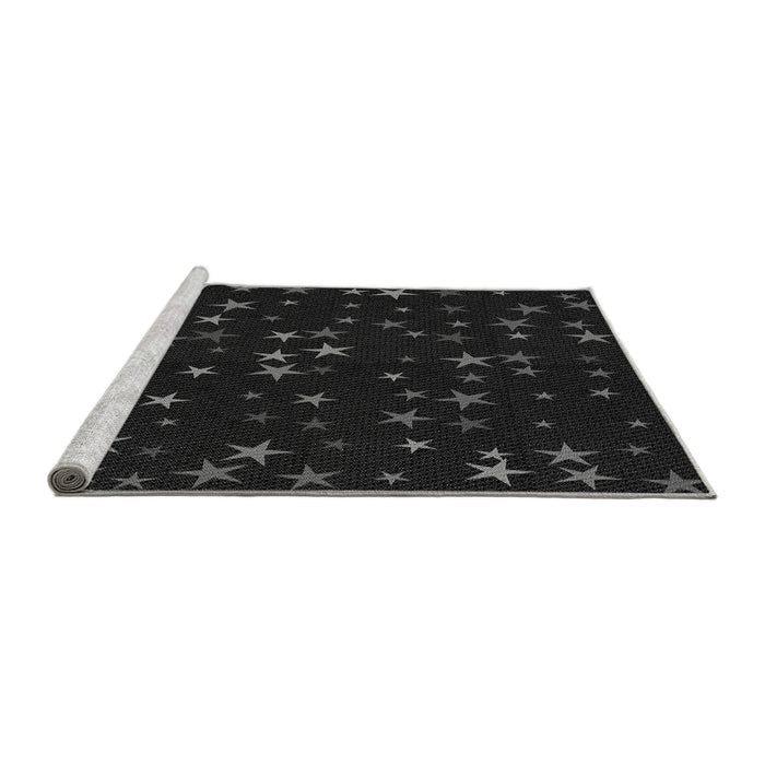 Sideview of Machine Washable Transitional Black Rug, wshpat3469gry
