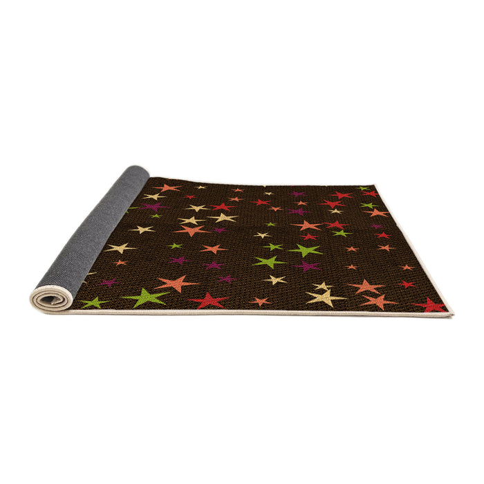Thickness of Patterned Black Brown Rug, pat3469org