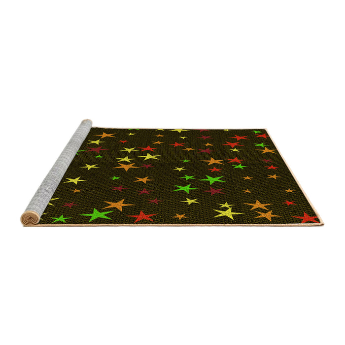 Sideview of Machine Washable Transitional Black Brown Rug, wshpat3469yw