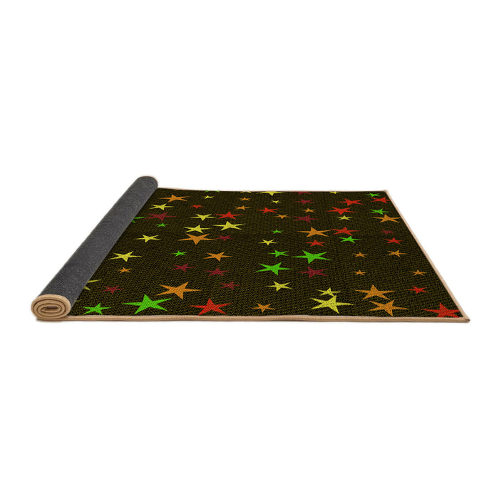 Thickness of Patterned Black Brown Rug, pat3469yw